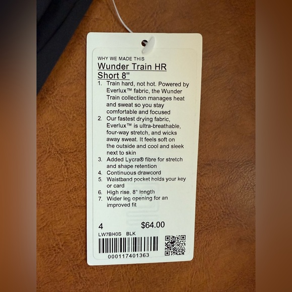 Lululemon Wunder Train High-Rise 8” Shorts Black Size 4 NWT Everlux - Picture 10 of 10